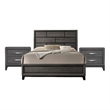 3pc King Bedroom Set- Gray- Black Wood- 2 Nightstands