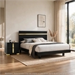 2pc King Bedroom Set- Black- Gold Wood- Nightstand