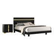 2pc King Bedroom Set- Black- Gold Wood- Nightstand