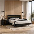3pc King Bedroom Set- Black- Gold Wood- 2 Nightstands