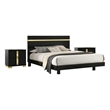 3pc King Bedroom Set- Black- Gold Wood- 2 Nightstands