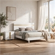 2pc King Bedroom Set- White- Gold Wood- Nightstand