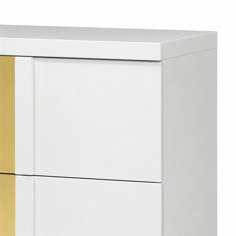3pc King Bedroom Set- White- Gold Wood- 2 Nightstands