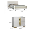 3pc King Bedroom Set- White- Gold Wood- 2 Nightstands