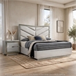 2pc King Bedroom Set- Gray- Silver Wood- Nightstand