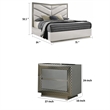 3pc King Bedroom Set- Gray- Silver Wood- 2 Nightstands