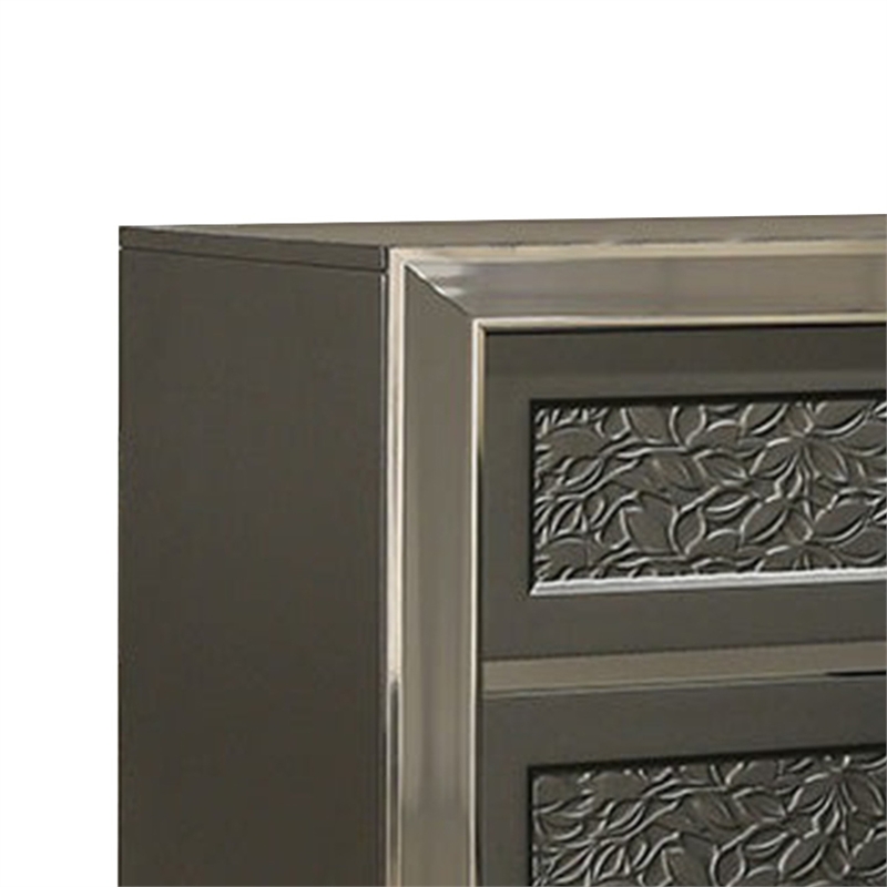2pc King Bedroom Set- Gray- Dark Gray- Taupe Gray- White Wood- Nightstand