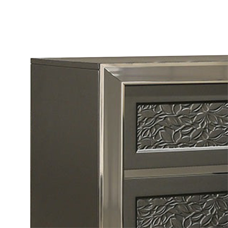 3pc King Bedroom Set- Dark Gray- Taupe Gray- White Wood- 2 Nightstands