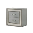 2pc King Bedroom Set- Metallic Gray- Silver Wood- Nightstand
