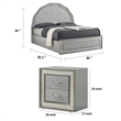 2pc King Bedroom Set- Metallic Gray- Silver Wood- Nightstand