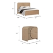 2pc King Bedroom Set- Natural Brown Wood- Nightstand