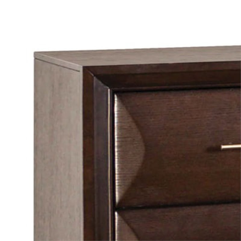 2pc King Bedroom Set- Espresso Brown- Gold Wood- Nightstand