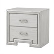2pc King Bedroom Set- Rustic White- White- Nickel Wood- Nightstand