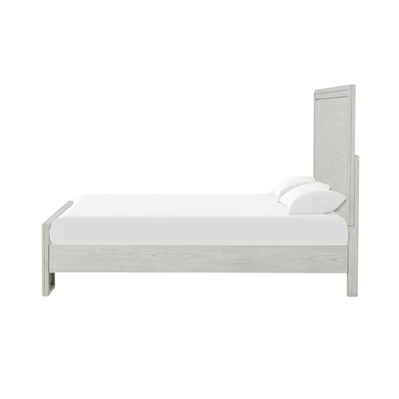 2pc King Bedroom Set- Rustic White- White- Nickel Wood- Nightstand