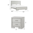 2pc King Bedroom Set- Rustic White- White- Nickel Wood- Nightstand