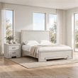 2pc King Bedroom Set- Rustic White- White- Nickel Wood- Nightstand