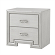 3pc King Bedroom Set- Rustic White- White- Nickel Wood- 2 Nightstands