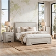 3pc King Bedroom Set- Rustic White- White- Nickel Wood- 2 Nightstands