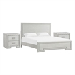 3pc King Bedroom Set- Rustic White- White- Nickel Wood- 2 Nightstands