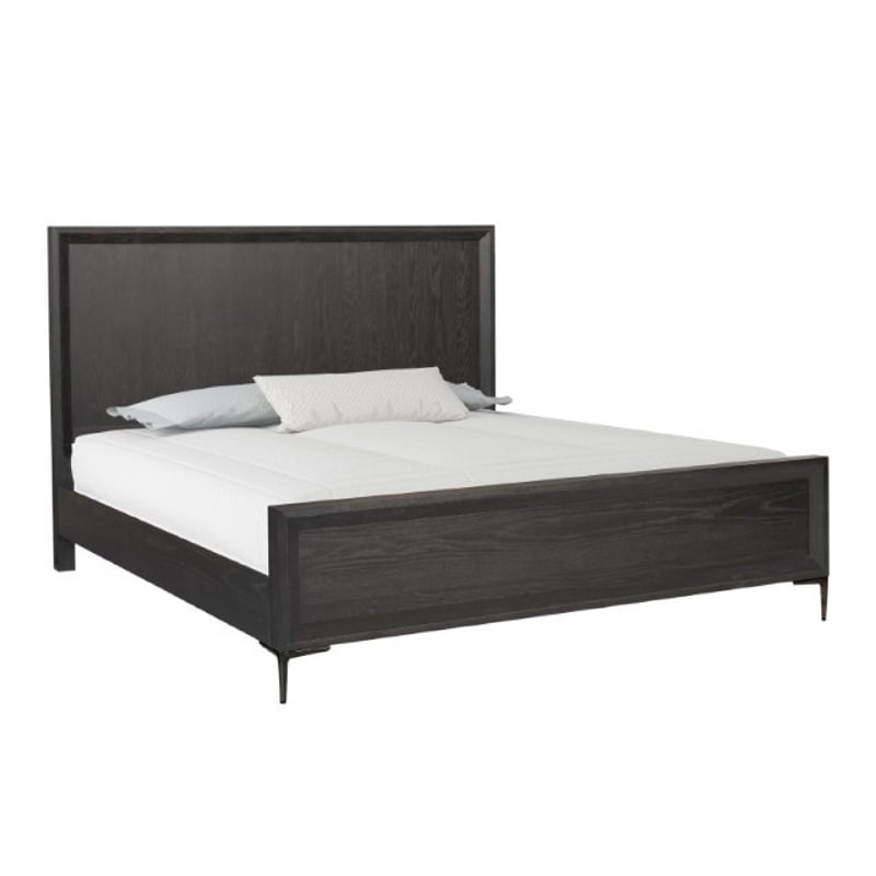 2pc King Bedroom Set- Espresso Brown- Silver- Black Wood- Nightstand