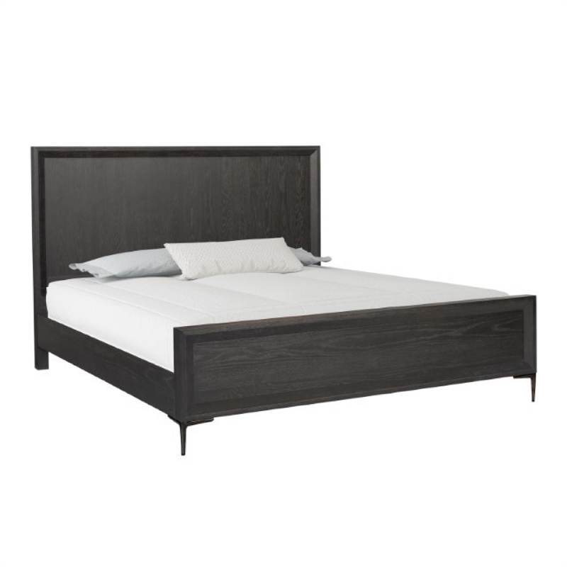 3pc King Bedroom Set- Espresso Brown- Silver- Black Wood- 2 Nightstands