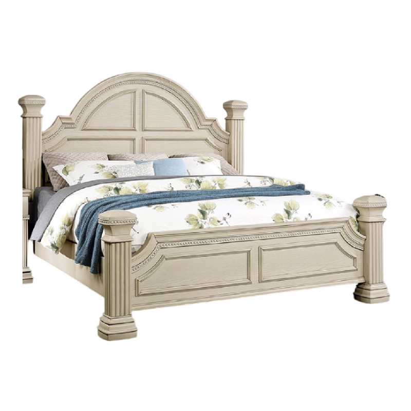 2pc King Bedroom Set- Antique White Wood- Nightstand