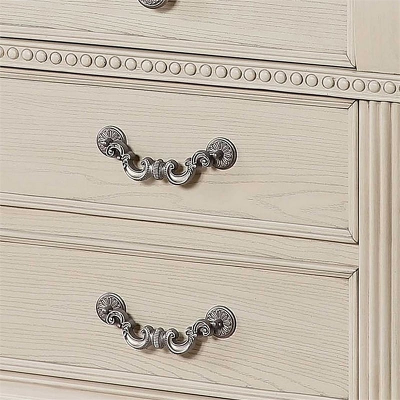 3pc King Bedroom Set- Antique White Wood- 2 Nightstands