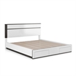 2pc King Bedroom Set- White- Metallic Gray Wood- Nightstand