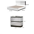 2pc King Bedroom Set- White- Metallic Gray Wood- Nightstand