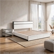 2pc King Bedroom Set- White- Metallic Gray Wood- Nightstand