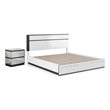 2pc King Bedroom Set- White- Metallic Gray Wood- Nightstand
