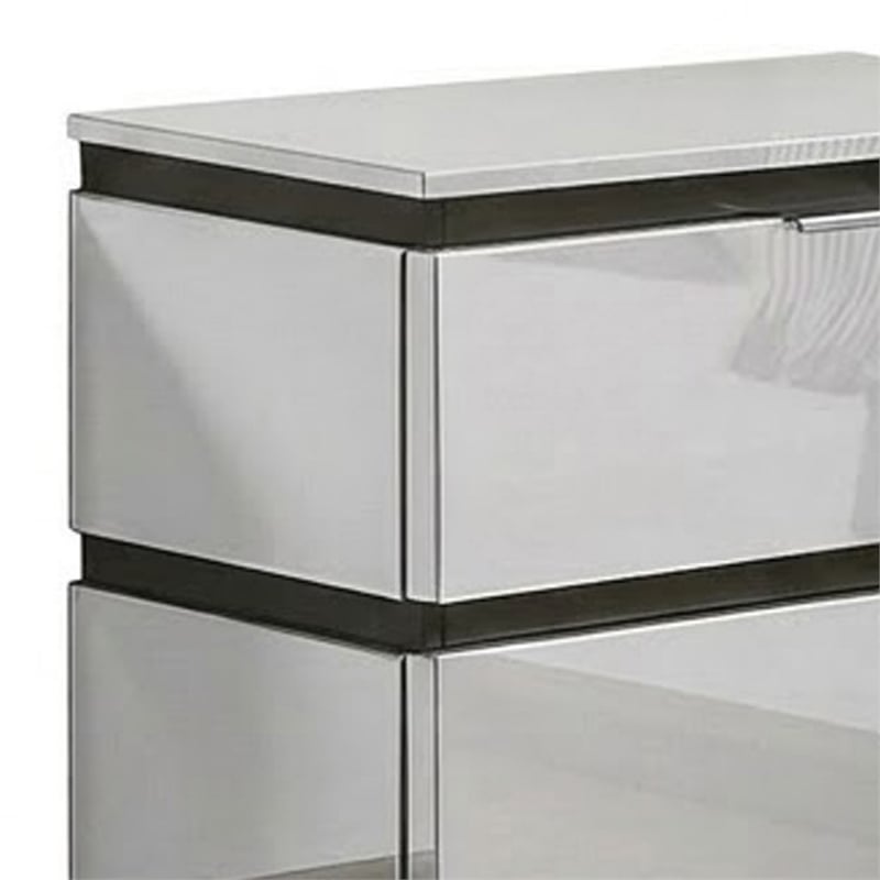 3pc King Bedroom Set- White- Metallic Gray Wood- 2 Nightstands
