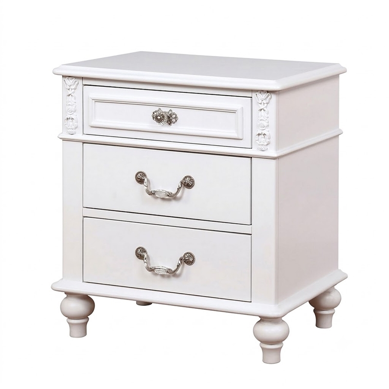 2pc Full Bedroom Set- White Wood- Nightstand
