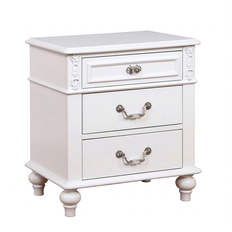 2pc Full Bedroom Set- White Wood- Nightstand