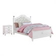 2pc Full Bedroom Set- White Wood- Nightstand