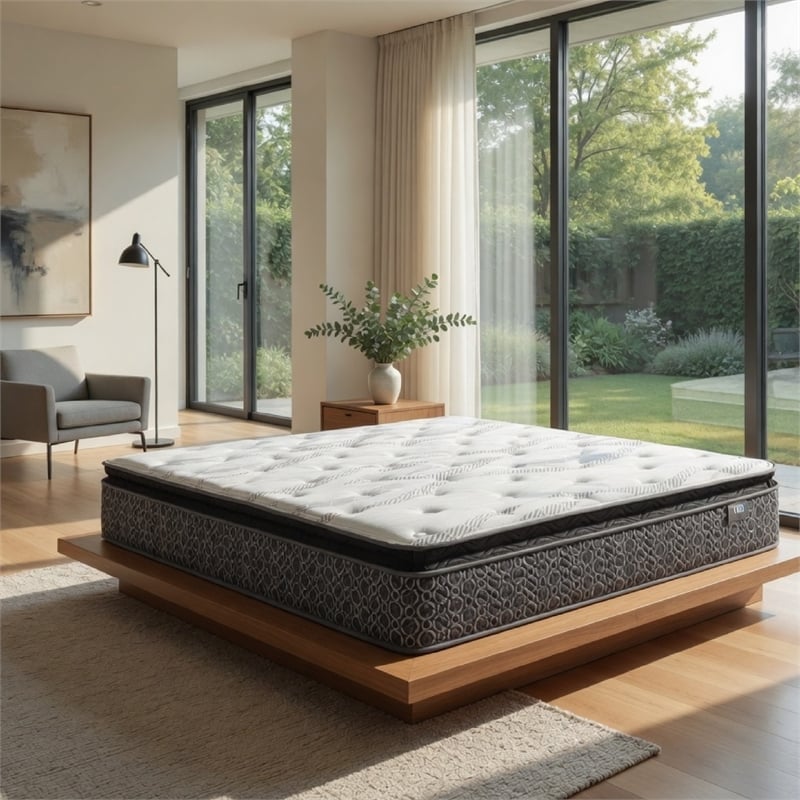 Ayes Hybrid California King Mattress- Pillow Top- Tencel- White 11 Inch