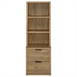 Park Bookcase with 3 Open Shelves- 2 Drawers- 61 Inch Natural Brown