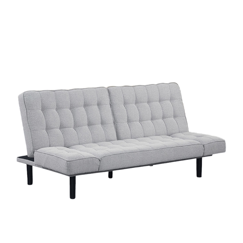 Convertible Futon Sofa Bed- Biscuit Tufted Cushions- Gray 81 Inch
