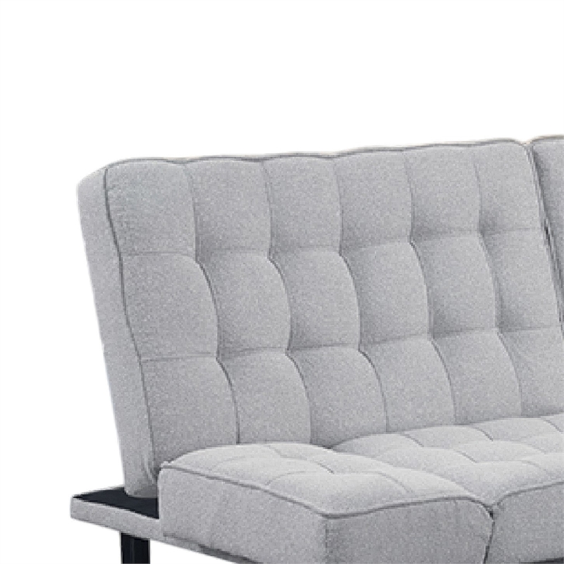 Convertible Futon Sofa Bed- Biscuit Tufted Cushions- Gray 81 Inch
