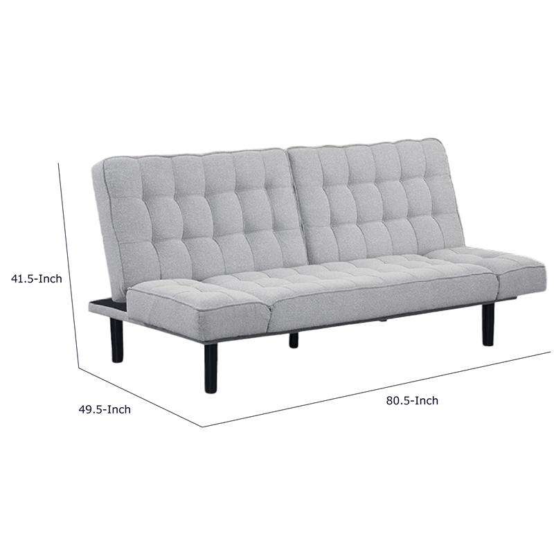 Convertible Futon Sofa Bed- Biscuit Tufted Cushions- Gray 81 Inch