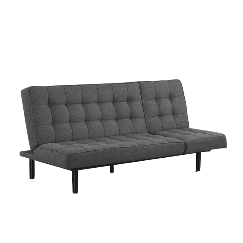 Convertible Futon Sofa Bed- Biscuit Tufted Cushions- Dark Gray 81 Inch