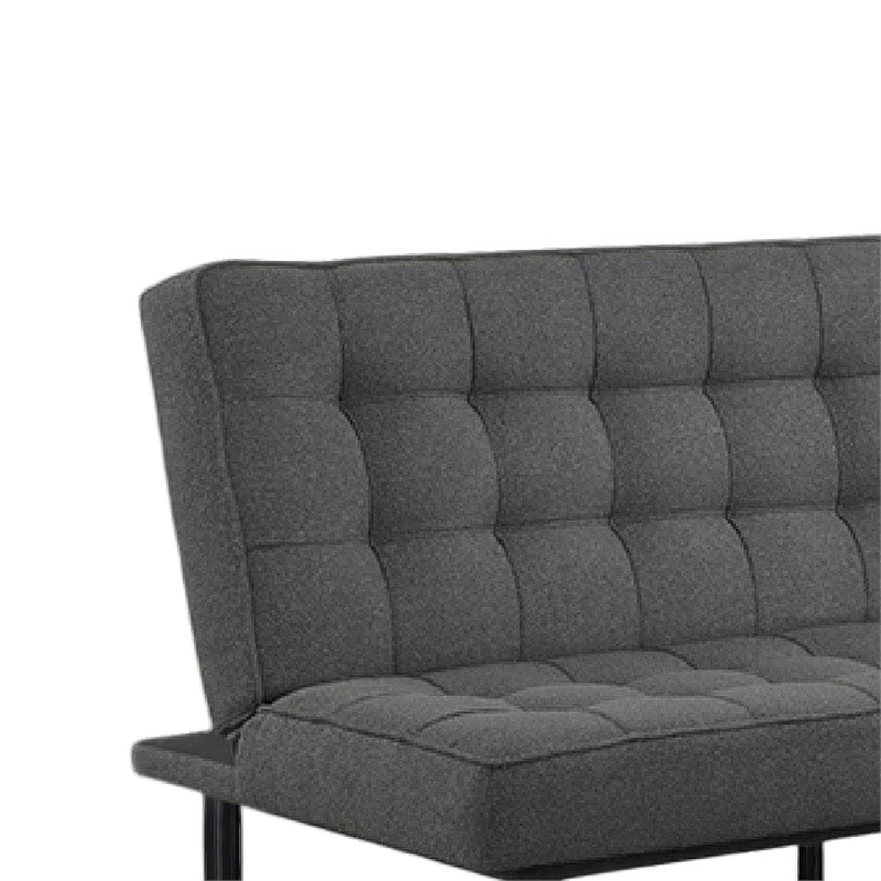 Convertible Futon Sofa Bed- Biscuit Tufted Cushions- Dark Gray 81 Inch