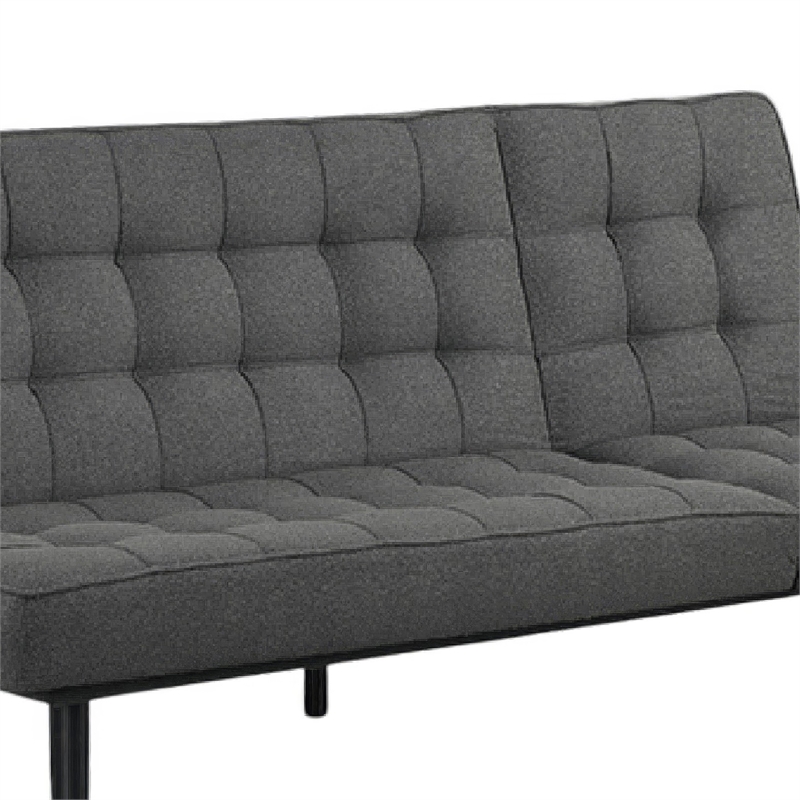 Convertible Futon Sofa Bed- Biscuit Tufted Cushions- Dark Gray 81 Inch