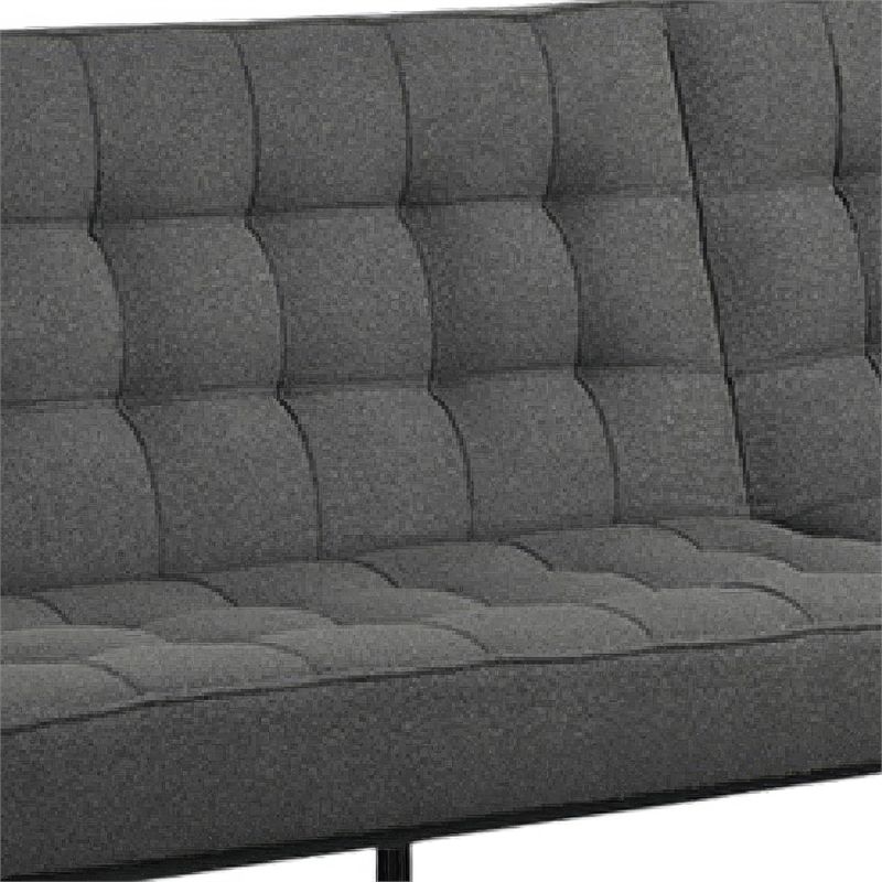 Convertible Futon Sofa Bed- Biscuit Tufted Cushions- Dark Gray 81 Inch