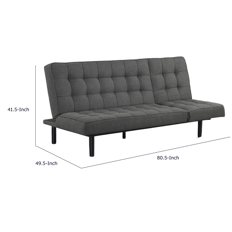 Convertible Futon Sofa Bed- Biscuit Tufted Cushions- Dark Gray 81 Inch