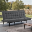 Convertible Futon Sofa Bed- Biscuit Tufted Cushions- Dark Gray 81 Inch