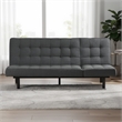 Convertible Futon Sofa Bed- Biscuit Tufted Cushions- Dark Gray 81 Inch