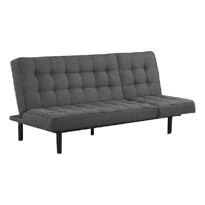 Convertible Futon Sofa Bed- Biscuit Tufted Cushions- Dark Gray 81 Inch