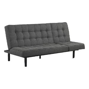 Convertible Futon Sofa Bed- Biscuit Tufted Cushions- Dark Gray 81 Inch