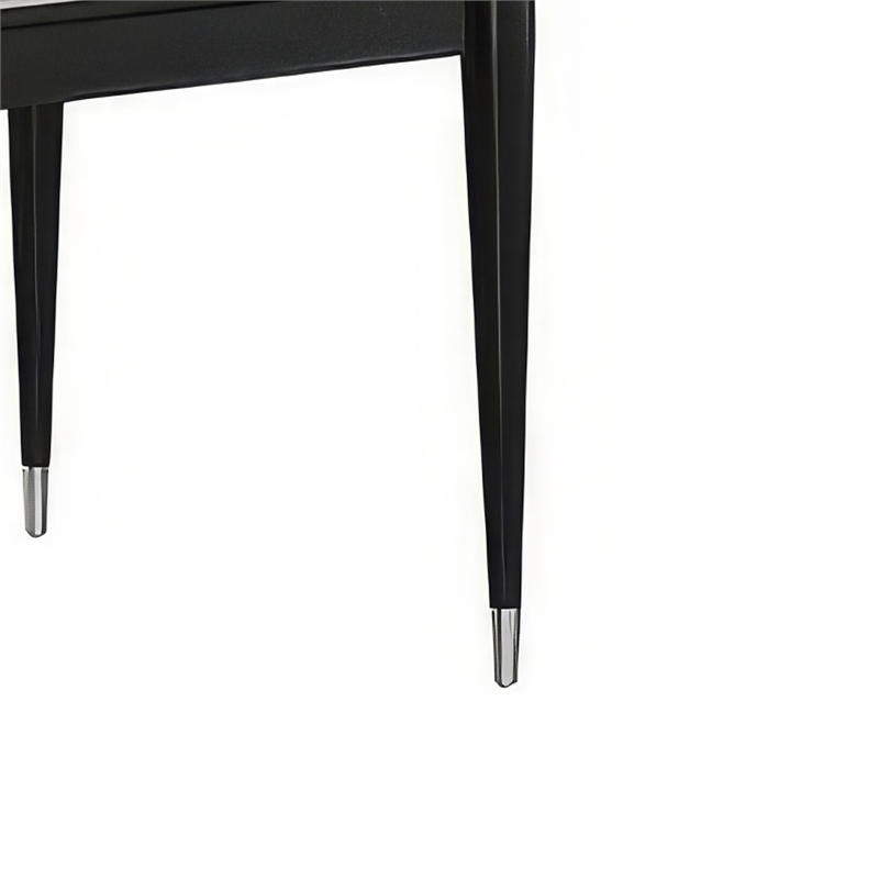 Maddy Dining Table- Sintered Stone Top- Legs w Chrome Caps- Black 71 Inch